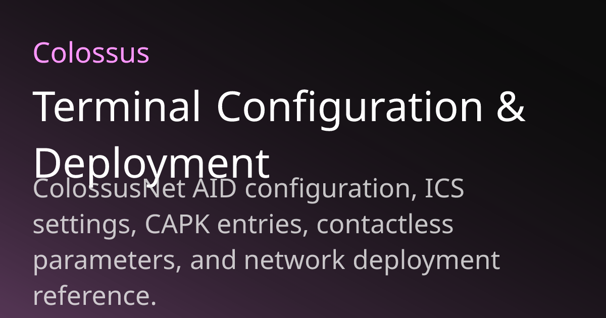 Terminal Configuration & Deployment